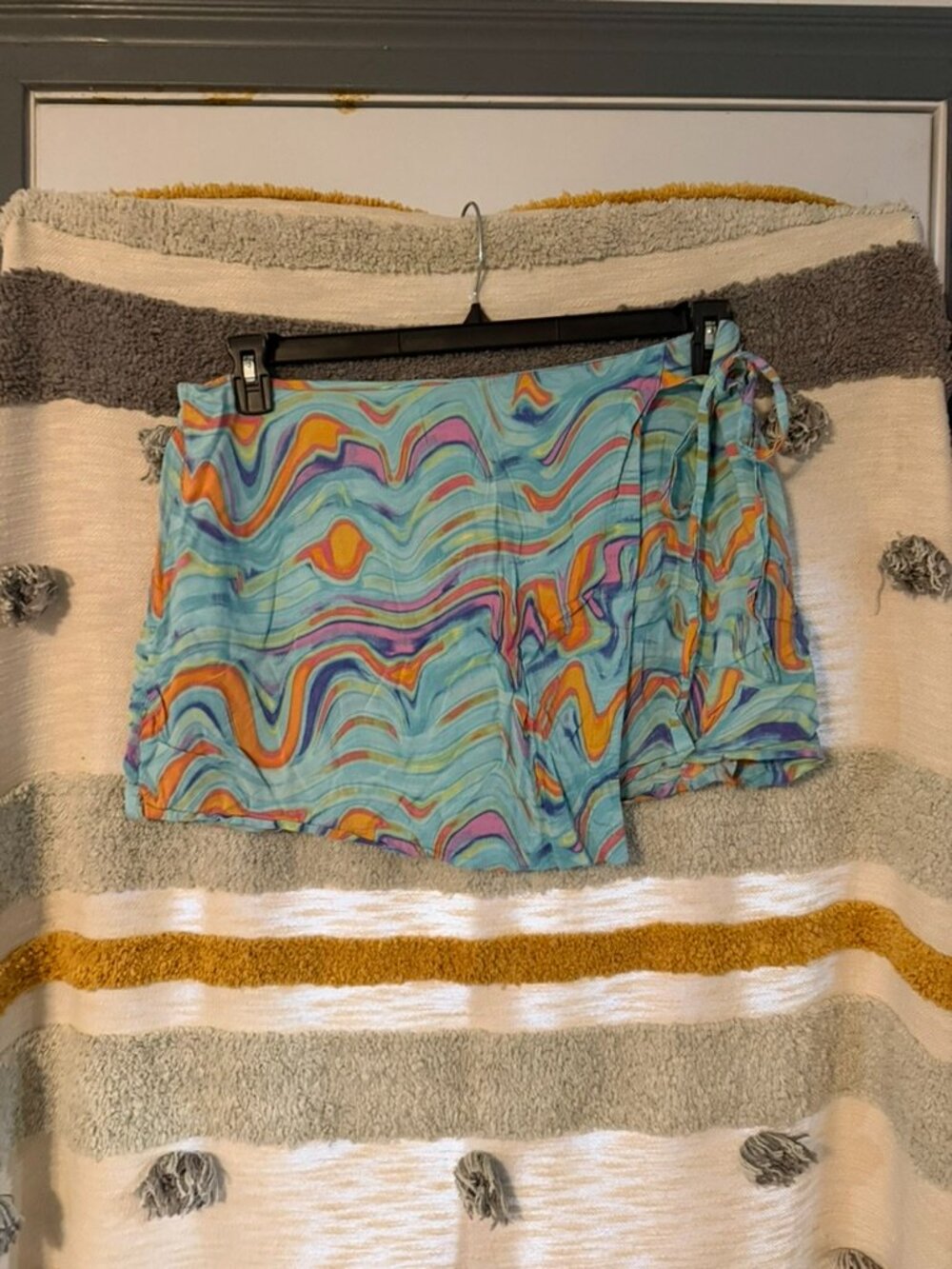 Wild Fable Psychedelic Swirl Wrap Front Skort Plus Size XXL Blue Orange Pink